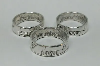 Coin Ring Handmade From US SILVER QUARTER 1940-1964 SIZES 4-8.5 Pick Year & Size • $29.99