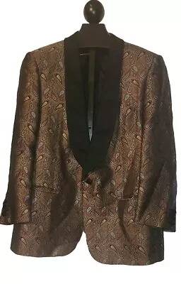 SOLEMARE MAUS & HOFFMAN Smoking Jacket  Blazer Mens 54 R Rust Black  Tuxedo Prom • $69.99