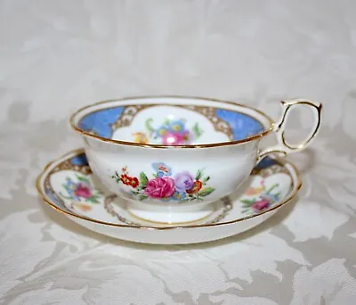 Rare Antique Hammersley 481 Bone China Blue Floral Sprays Cup & Saucer • £22.99