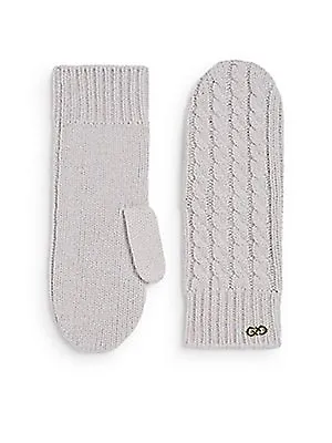 $79.97 • Buy COLE HAAN Cable Knit WOOL Winter MITTENS Gold Hardware GREY Free Shipping