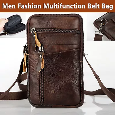 Leather Fashion Phone Pouch Belt Bag Men Shoulder Crossbody Waist Pack Handbag • $9.15