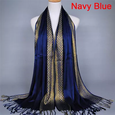 Cotton Tassel Long Hijab Pashmina Shawl Scarf Scarves Stole Wrap Fashion Women • £8.05