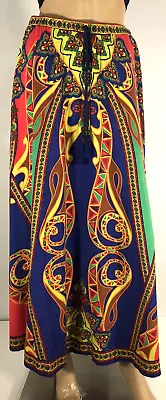 Flying Tomato Yellow Blue Multi Color Print Skirt Sz S Boho Hippie Long • $15