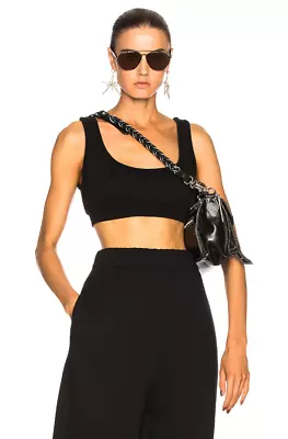 T BY ALEXANDER WANG Women's T Embroidered Fleece Bralette In Black Size MEDIUM • $39.99