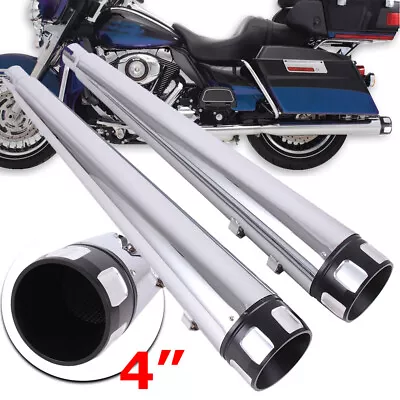 DNA 4  Inch Megaphone Slip-On Mufflers For Harley Touring Exhaust Pipe 1995-2016 • $155.99