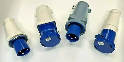 £36.82 • Buy 63Amp 3 Pin Blue 240V 2P+E IP67 Waterproof 1 Phase Socket Plug Appliance Inlet