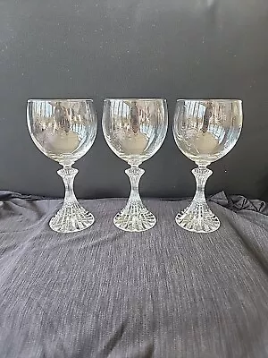 Vtg Mikasa THE RITZ Crystal Wine Glasses Set Of 3 Goblets 12 Oz Textured Base • $29.26