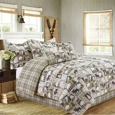  Cabin Pine Bear Pine Lodge 7 Piece Bed In A Bag Comforter Sets Choice - NEW • $75.98