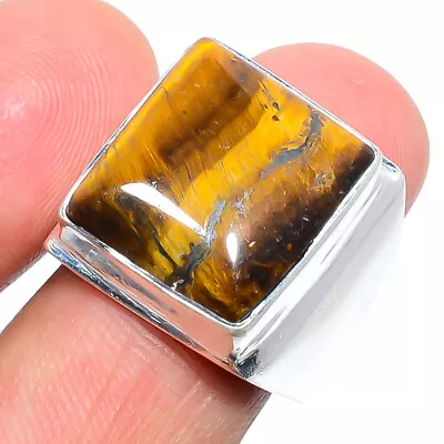 Yellow Tiger Eye Gemstone 925 Silver Plated Ring S.8 T91 • $8.99