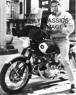 Cool Steve Mcqueen On His Honda Super Hawk Twin Cylinder Motorcycle 8x10 Photo • $14.41