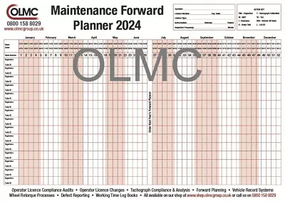 2024 HGV PSV Vehicle Maintenance Wall Forward Planner - FREE DELIVERY • £4.50