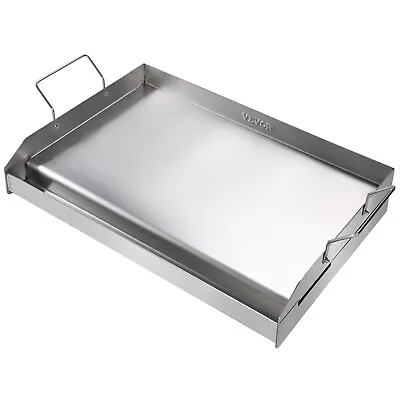 VEVOR 23.5 X16  Flat Top Griddle Stainless Steel BBQ Gas Grill 2 Burners Silver • $75.99