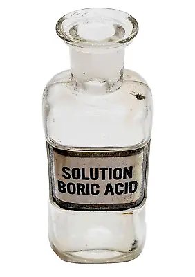 Antique 1890's Solution Boric A Cid Label Under Glass Apothecary Bottle Empty • $49.95