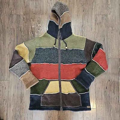 Laundromat Sweater Extra Large Colorblock Pockets Full Zip Nepal Wool Hooded • $124.98