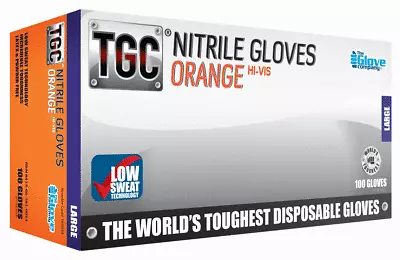 TGC Orange Nitrile Disposable Gloves The World's Toughest 10 Boxes (1000 Gloves) • $329