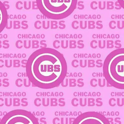Cotton Chicago Cubs MLB Baseball Sports Pink Fabric Print By The Yard D158.09 • $13.97