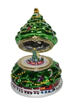 Mr. Christmas Music Box Tree Carousel Train Animated 2006 Hinged Vintage • $14.99