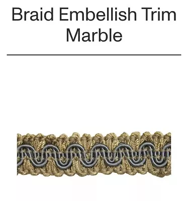 Warwick Upholstery BRAID TRIM GIMP EMBELLISH  25 Metres Long X 15mm Wide MARBLE • $120