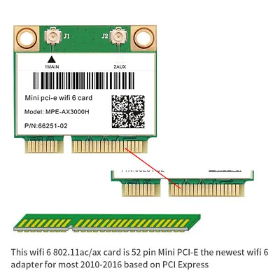 Mini PCIe WiFi 6 AX3000 Network Card 802.11ax Dual Band PCIe Wifi Bluetooth Card • $16.79