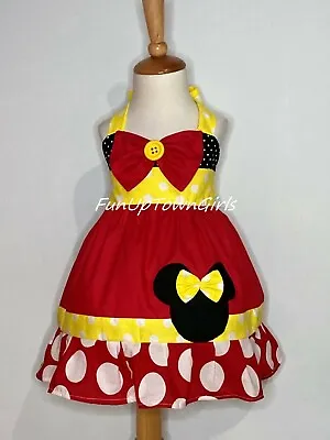 Girls Disney Costume Birthday Minnie Mouse Sweetheart Halter Dress 12 M To 6 Y • $34.99