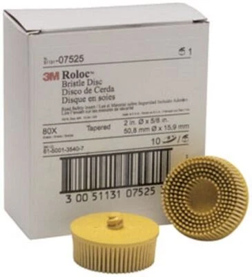 $62.05 • Buy 3M 7525 Scotch-Brite  Roloc  Bristle Disc 07525 Yellow 2  Medium 10 Discs/bx