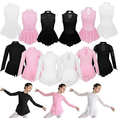 £3.59 • Buy Child Girls Figure Ice Skating Dress Floral Lace Gymnastics Sport Show Costumes