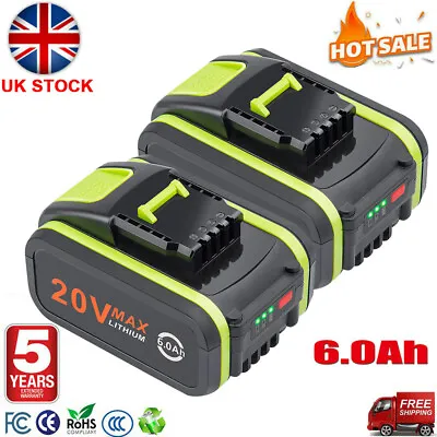 £27.99 • Buy 2 Pack 20V 6.0Ah Lithium Battery Replacement For Worx WA3551 WA3553 WX386 WX176 