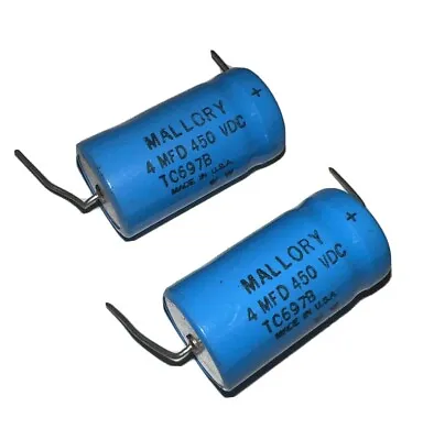 Mallory  Capacitor – 4 MFD  450VDC TC6978 New Quantity Of (2) • $12.65