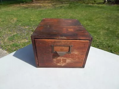 Vintage Marked Globe Wood With Metal Front  Card Catalog Cabinet For Large Cards • $39.99