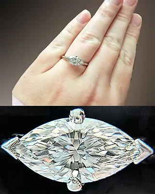 £3499 • Buy Large Single Solitaire 1.50ct Marquise Natural Diamond Platinum Ring Size Q/8 