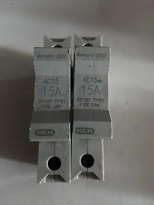 2x - MEM 15 Amp Type 1 HRC Fuse Carrier / Fuse Holder  AC15  Memera 2000 • £2.04