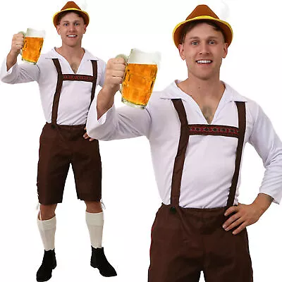 £23.99 • Buy Brown Bavarian Beer Man Lederhosen Costume Oktoberfest Fancy Dress German Outfit