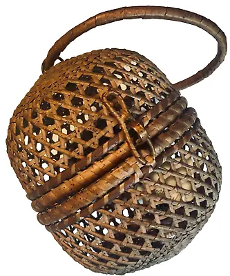 Rare Antique Or Vintage Hand Woven Yarn Ball Holder Basket • $195