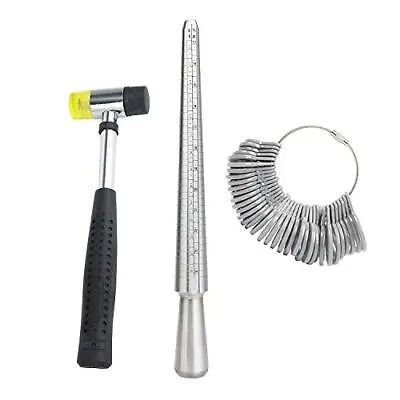 Jewelers Rubber Hammer Metal Ring Mandrel Sizer Finger Size Gauge Set Of 37 Pcs • $18.93