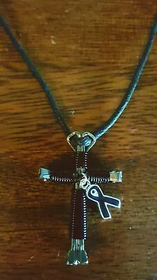 Awareness Ribbon Black Horseshoe Nail Cross Necklace Buy 4 Get 1 FREE!! • $8.99