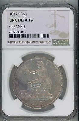 1877-S $1 Trade Silver Dollar Coin NGC UNC Details • $599.99