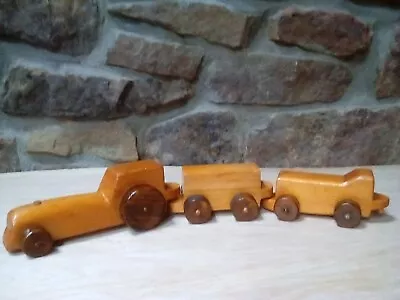 Vintage  Handmade Wooden Train Cars: Set Of 3 Durable Train Cars To Play With • $7.99