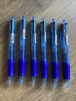 Q Connect 4 Colour Retractable Ballpoint Pen(Black/Blue/Red/Green)PKT 6/ KF01938 • £7.50