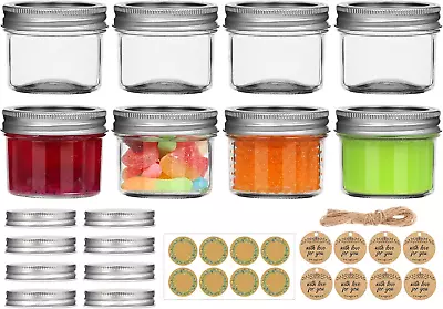 Small Mason Jars With Lids 4 Oz Mini Mason Jars 8 Pack Canning Jars • $12.98