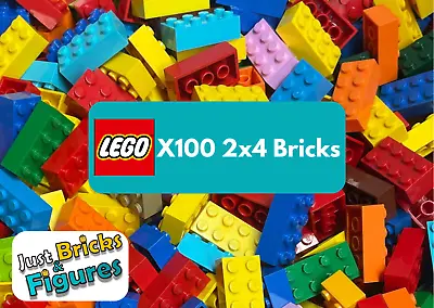 BRAND NEW X100 Genuine LEGO 2x4 Bricks | X100 LEGO 3001 | Random Colour Joblot • £13.99