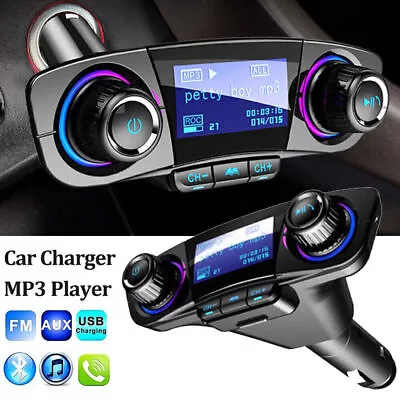 Bluetooth 5.0 Wireless Car FM Transmitter MP3 Player Radio 2 USB Charger Adapter • £11.45