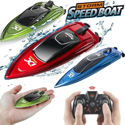 Mini RC Boat 2.4 GHz Kids Racing Boats HighSpeed Remote Boat Pool Pond Water Toy • $19.90