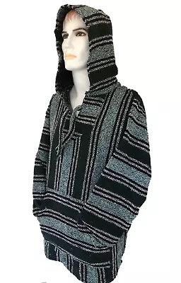 £19.99 • Buy Hoodie Mexican Baja Jerga Drug Rug Jumper Festival Surf Hippie Green Colours