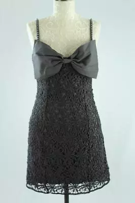 TWELVE By TWELVE  S Dress Gray Batiste Embroidered Bow Beaded Straps Cocktail • $22.99