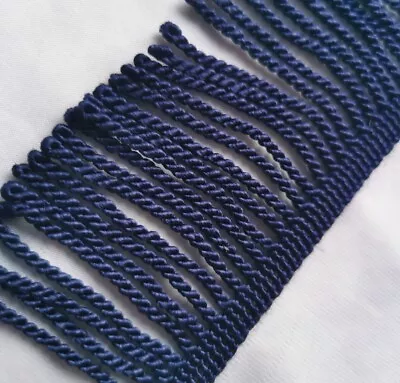 Dark Blue Looped Bullion Fringe. 65mm Wide. Upholstery Trim. Cushion Lampshades • £4.19