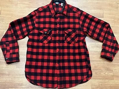 Woolrich Vintage Wool Buffalo Plaid Shirt Jacket Mens Size Large Red Black • $55