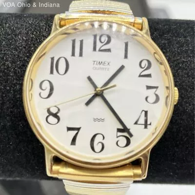 Vintage Timex CR 2016 Gold Tone Case Quartz Analog Men's Watch • $14.99