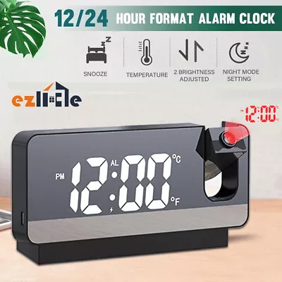 USB Alarm Clock 7.4'' LED Temperature Time Smart Projector Clock Mirror Screen • $20.99