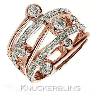 0.60ct Brilliant Cut F VS Genuine Diamond Multi-Band Ring Set In 18ct Rose Gold • £2220