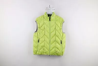 Moonstone Womens Small Spell Out Duck Down Insulated Puffer Vest Jacket Lime • $69.95